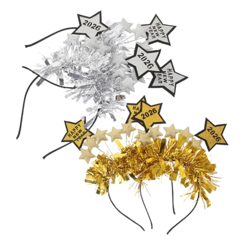 WRITWAA 4 Stück Teiliges Silvester Haarreif mit Funkelnden Sternen und Lametta Festlicher Year Party Kopfschmuck für Damen und Herren Vielseitig Einsetzbar für Weihnachten und Neujahr von WRITWAA