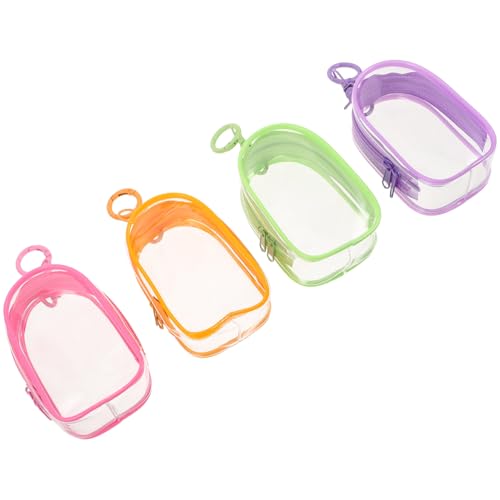 WRITWAA 4 Stück Teiliges Transparentes PVC Mini Figuren Organizer mit Schlüsselanhänger Wasserabweisende Aufbewahrungstaschen für Sammler Tragbar Stoßfest für Puppen Kosmetik und Kleine von WRITWAA