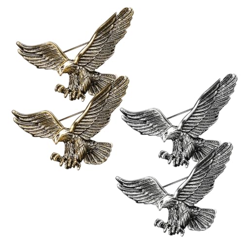 WRITWAA 4 Stück Teiliges Vintage Broschen Modische Reversnadeln aus Antikem Vielseitige Kleidung Abzeichen für Anzüge Hüte und Cardigans Symbolische Kraft und Freiheit Accessoires von WRITWAA
