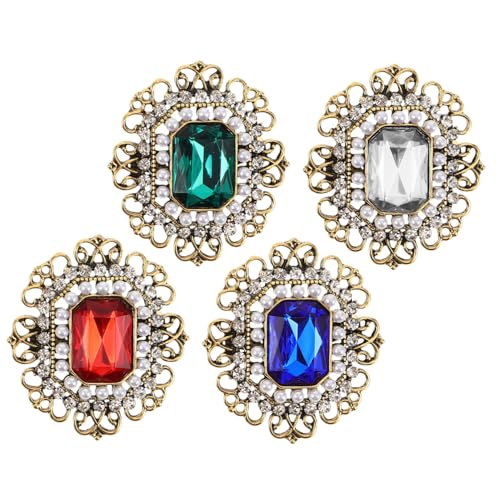 WRITWAA 4 Stück Teiliges Vintage Broschen Zinklegierung mit Strass und Perlen Retro Schmuck für Damen Hochzeitsbroschen als Brautschmuck und Anstecknadeln für Kleider Hüte und Taschen von WRITWAA
