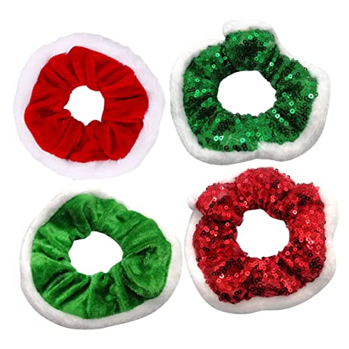 WRITWAA 4 Stück Teiliges Weihnachts Haargummi Elastisch Weiche Scrunchies in Rot Grün Haarschleifen für Damen Vielseitig für Partys Weihnachten Alltag Bequem und Dehnbar von WRITWAA