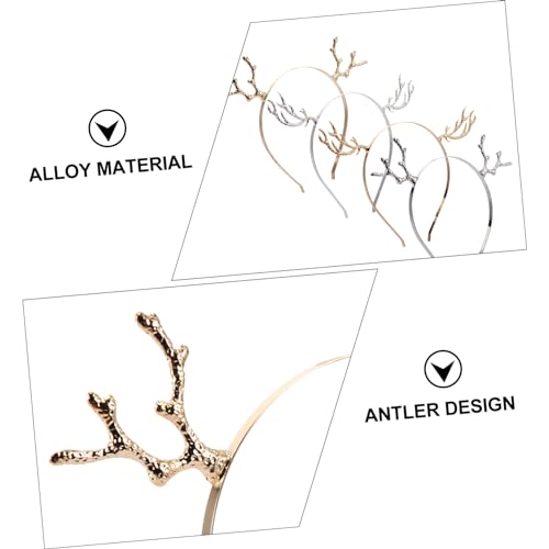 WRITWAA 4 Stück Teiliges Weihnachts Haarreif Rentiergeweih Kopfschmuck aus Leichtem Metalllegierung Festliche Xmas Stirnbänder für Damen Familienfeier Winterparty von WRITWAA