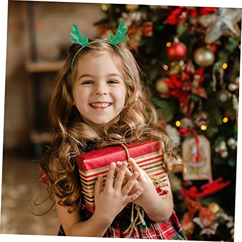WRITWAA 4 Stück Teiliges Weihnachts Haarreif mit Rentiergeweih Design Leichtes Komfortables Haarschmuck Rot und Grün für Damen und Festliche Haarbänder für Weihnachtsfeiern von WRITWAA