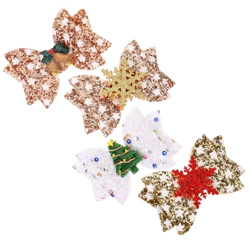 WRITWAA 4 Stück Teiliges Weihnachts Haarspangen für Glitzernde Schleifen Haarclips für Partys und Festliche Anlässe Bezaubernde Haarschmuck Accessoires für Mädchen von WRITWAA
