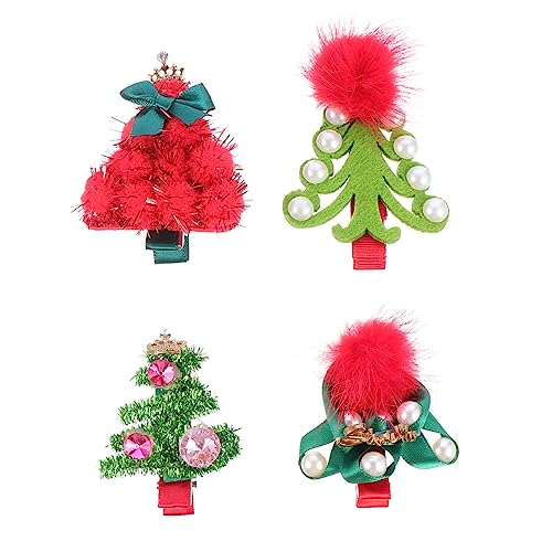 WRITWAA 4 Stück Teiliges Weihnachts Haarspangen mit Festlichen Motiven Bunte Kreative Haarklammern für Damen Einfach zu Tragen für Weihnachten Partys und Winterfeiern von WRITWAA