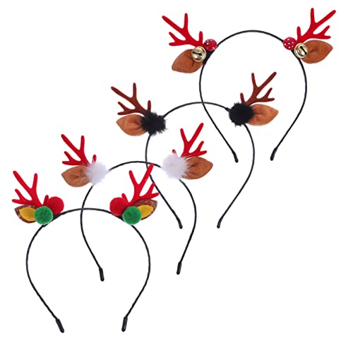 WRITWAA 4 Stück Weihnachtliches Rentier Geweih Haarreif Teilig Passender Stabiler Xmas Party Kopfschmuck Material Rutschfest Farbintensiv Festliche für Damen von WRITWAA