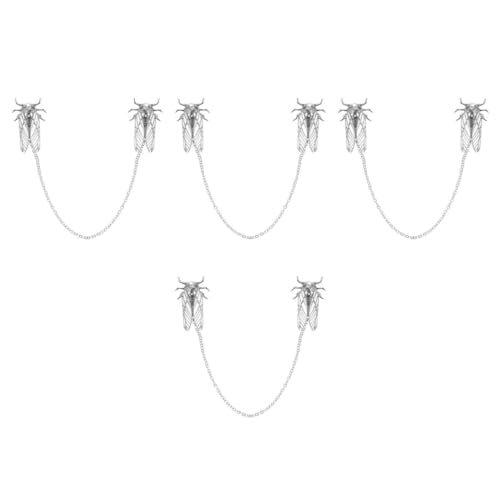 WRITWAA 4 Stück Zikade-Shirt-Brosche Schmuck Schuhe Clip amerikanische Halskette rote Herzohrringe Tier Brosche Silberne Brosche Hemd Reversnadel Kragennadeln für Damen Legierung Silver von WRITWAA