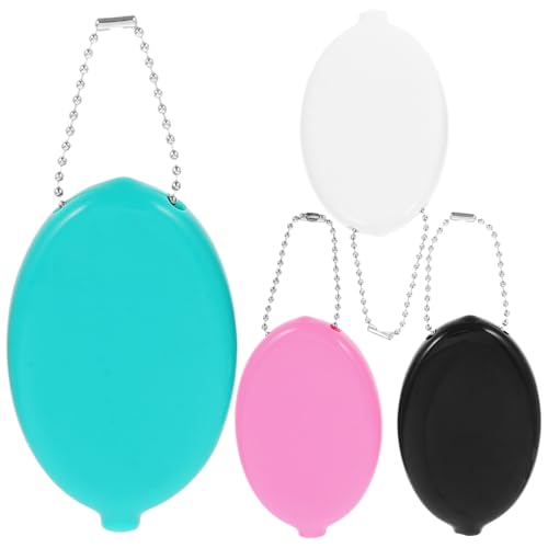 WRITWAA Quetschgeldbörsen-Set 4-teilig Wechseltasche Für Herren Damen Jungen Und Mädchen Geldbörse Mit Kette PVC- Tasche Geldbeutel von WRITWAA