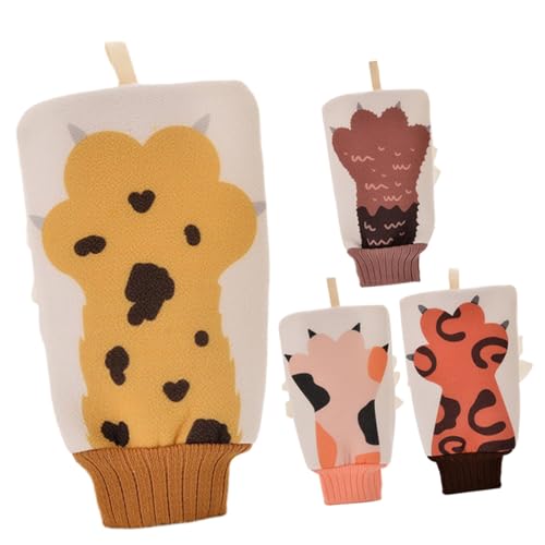 WRITWAA 4 Teiliges Badetuch Aus Baumwolle Peeling Badezimmer Körperhandschuhe Reibehandschuhe Schrubber Dusch Peeling Handschuh Spa Badehandschuh Spa Massagehandschuh Rückenpeeling von WRITWAA