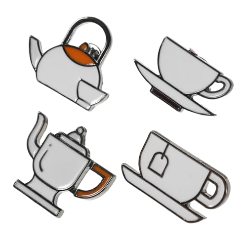 WRITWAA 4 Teiliges Emaille Anstecknadel Set Niedliche Anstecknadel Für Rucksäcke – Teetasse/Broschen Abzeichen Schmuck – Geburtstag Damen Teenager Jungen Mädchen von WRITWAA