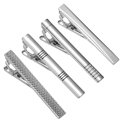 WRITWAA 4 Teiliges Kupfer Krawattenklammer Set für Herren Federmechanismus Kompakte Komfortabler Sitz für Business und Formelle Anlässe von WRITWAA