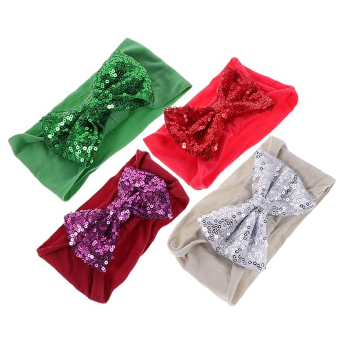 WRITWAA 4 stücke Baby Mädchen Stirnbänder Mit Pailletten Bogen Breite Turban Haarband Thema Party Kopfbedeckungen Haar Bogen Stirnbänder Für Kleinkind Kinder Party liefert von WRITWAA