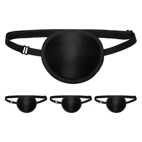 WRITWAA 4-teilige Halloween-Piraten-Augenklappe: Schwarze Kinder-Augenmaske zum Verkleiden – weich gepolsterte Augenabdeckung für „Süßes oder Saures“ – wiederverwendbare elastische Riemenklappe von WRITWAA