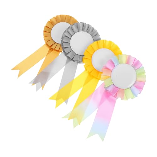WRITWAA 4Er Set Farbkorsage Farbenfrohe Ansteckblume Festliche Brustblume Festliche Ehrenschleifen Festliche Anstecknadeln Mehrfarbige Brustblume Pferderosette Band Baumwolle Weißblechband von WRITWAA