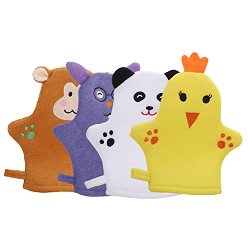 WRITWAA 4stücke Körperpeeling Handschuh Mit Cartoon-motiven Für Junge Mädchen Badehandschuhe Zum Entfernen Von Fett Und Abgestorbenen Hautzellen Peelinghandschuhe Für Glatte Und Geschmeidi von WRITWAA
