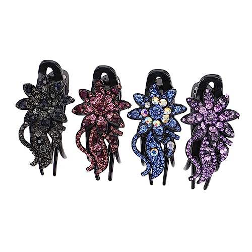 WRITWAA 4stücke Haarspange Entenschnabelclip Haarklammer Mit Strass Blume Design Für Damen Kopfschmuck Rutschfest Für Partys Und Alltag von WRITWAA