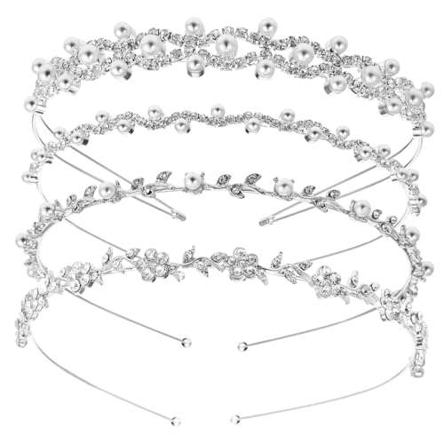 WRITWAA 4stücke Strass-stirnband Zur Hochzeit Perlen-haarband Für Braut -tiara Stirnband Mit Haarschmuck Für Zeremonie von WRITWAA