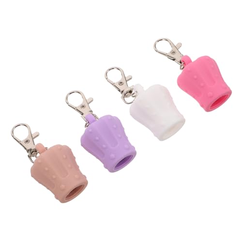 WRITWAA 4stücke Tragbarer Lippenbalsamhalter-schlüsselanhänger Mit Metallclip Lipgloss-ersatzabdeckung Schlüsselanhänger Für Tasche Geldbörse Und Schlüssel Dekoration von WRITWAA