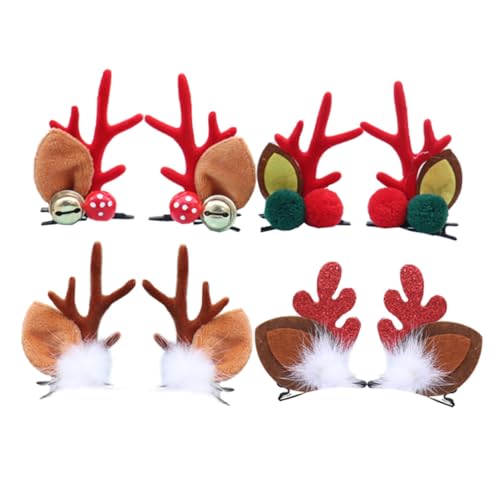 WRITWAA 4paare Weihnachts Haarschmuck Für Junge Mädchen Haarclips Mit Rentiergeweih Glitzer Und Leseleuchten Festliche Haarschmuck Für Mädchen von WRITWAA