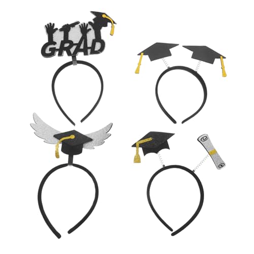 WRITWAA 4stücke Abschlusskappen-stirnbänder Party-stirnbänder Für Frauen Abschlusshut-dekorationsset Glitzer-stirnband Kopfschmuck Für Graduation von WRITWAA