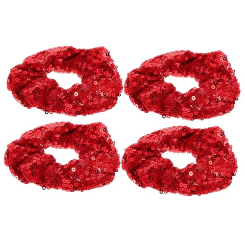 WRITWAA 4stücke Adorable Weihnachts-haargummis Aus Pailletten in Rot Elastic Hair Ropes Für Junge Mädchen Perfekter Haarschmuck Für Partys Und Festliche Anlässe von WRITWAA