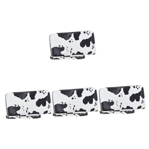 WRITWAA 4stücke Damen Geldbörse Aus Pu-Leder Kompakte Geldbörse Mit Reißverschluss Und Mehreren Fächern Praktische Handtasche Für Reisen Und Alltag Elegantes Design Mit Kuhmuster von WRITWAA