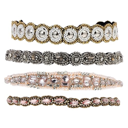 WRITWAA 4stücke Elastisches Stirnband Mit Perlen Und Strass Für Frauen Haarband Für Mädchen Haarschmuck Zum Binden Von Haaren Geeignet Für Fotos Geburtstage Und Weihnachten von WRITWAA
