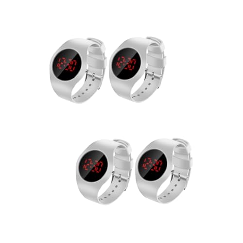 WRITWAA 4stücke Junge Mädchen Uhr Elektronische Armbanduhr Für Schüler Verstellbares Armband Modisches Design Für Jungen Und Mädchen Weiß von WRITWAA