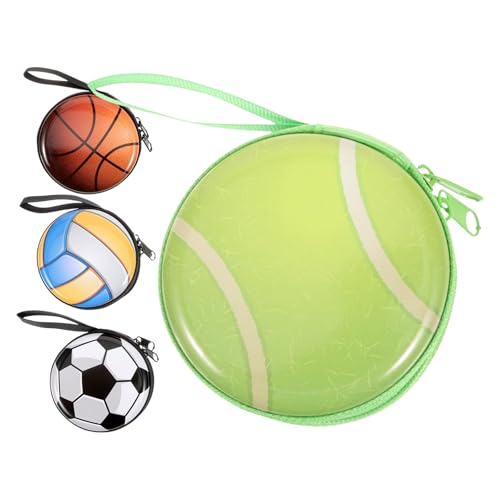 WRITWAA 4stücke Junge Mädchen-geldbörse Mit Reißverschluss Münzbörse Münzbeutel Wechselgeldbeutel Runde Aufbewahrungsbox Basketball-Volleyball-fußball-Muster Cartoon-Design Wiederverwendba von WRITWAA