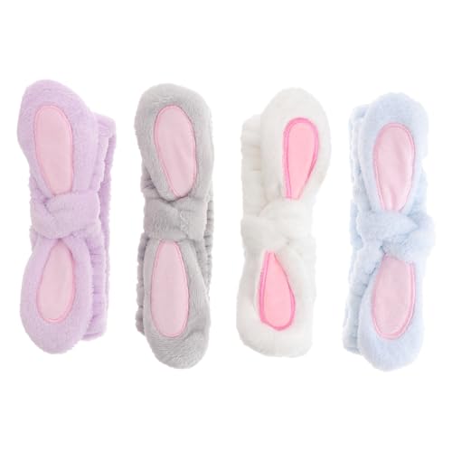 WRITWAA 4stücke Kaninchenohren-wasch-stirnband Kaninchenohren-stirnband Hasenohren- Makeup- Waschgesichts- Handtuch- Elastischer Für Haar von WRITWAA