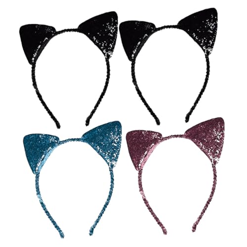 WRITWAA 4stücke Katzenohren Haarband Haarreif Zum Verkleiden Kreativer Haarreif Stylisches Haarband Für Festivalpartys Performance-haar-accessoire Kopfbedeckung Für Junge Mädchen Und von WRITWAA