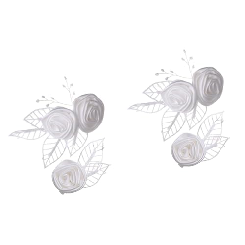 WRITWAA 4stücke Rosen Haarclip Weiße Satin Blumen Haarklammern Hochzeits Haarschmuck Für Mädchen Und Für Besondere Anlässe Partys Und Feierlichkeiten von WRITWAA