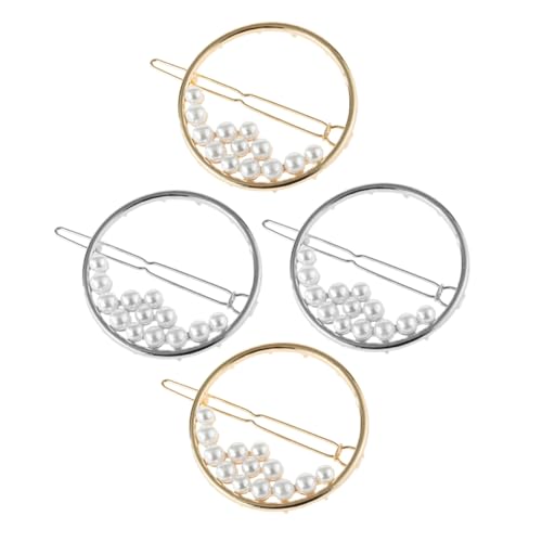 WRITWAA 4stücke Runde Haarspangen Mit Kreolen Hohlkreis-haarspangen Perlenhaarnadel All-match-haarnadeln Für Damen von WRITWAA