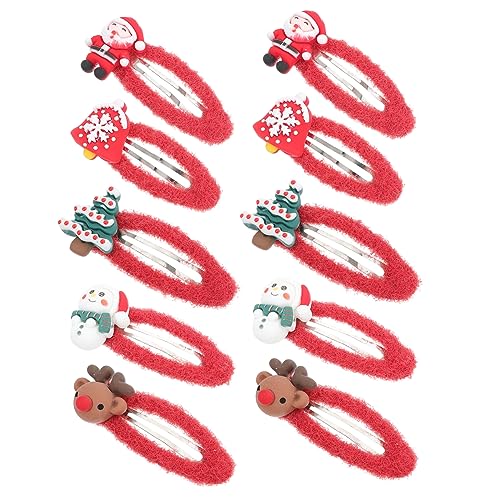 WRITWAA 5 Paare Weihnachts Haarspangen für Mädchen Niedliche Xmas Haarklammern mit Glocken Santa Weihnachtsbaum Rentier Schneemann Festlicher Haarschmuck für Vielseitiger Haarstyling von WRITWAA
