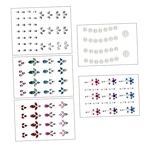 WRITWAA 5 Sätze Selbstklebende Gesichtssteine Rhinestone Sticker für Makeup Glitzer Aufkleber für Festivals Partys Halloween Cosplay Vielseitig Einsetzbar von WRITWAA