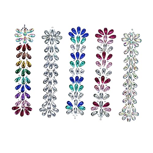 WRITWAA 5 Stück Gesichtsaufkleber Strass Selbstklebende Make Up Aufkleber für Festivals Partys Rave Körper und Gesichtsschmuck von WRITWAA