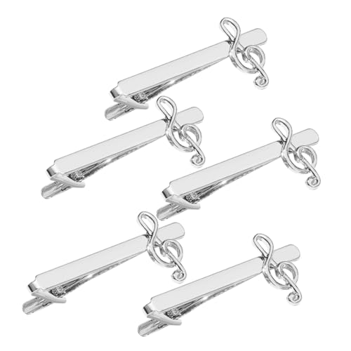 WRITWAA 5 Stück Krawattenklammern Herren mit Musiknoten Design Halt Polierte Metalloptik Büroaccessoires für Hochzeiten und Formelle Anlässe von WRITWAA