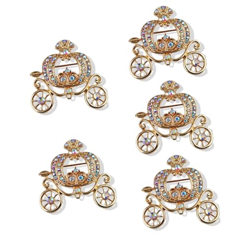 WRITWAA 5 Stück Kürbiswagen Brosche Damen Schmuck Anstecknadel Vintage Stil Goldfarbene Bling Party Accessoire für Kleidung Hüte Schals für Geburtstag Abschlussball von WRITWAA