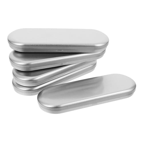 WRITWAA 5 Stück Leere Metallstiftebox mit Klappbarem Deckel Multifunktionale Aufbewahrungsbox für Stifte Geräumiger Organizer für Schule und Büro Stilvolle Silberne Schreibwarenboxen von WRITWAA