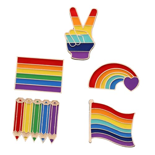 WRITWAA 5 Stück Regenbogen Broschen Teilig Anstecknadeln Lgbt Pride Badge Herzform und Handzeichen Design Langlebig und Modisch für Damen und Herren Accessoire für Stolz und Alltag WRITWAA 5 Stück Regenbogen Broschen Teilig Anstecknadeln Lgbt Pride Badge Herzform und Handzeichen Design Langlebig und Modisch für Damen und Herren Accessoire für Stolz und Alltag von WRITWAA