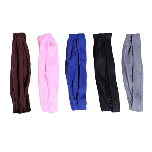 WRITWAA 5stücke Baumwolle Streifen Stirnbänder Damen Haarband Für Winter Elastisch Kopfbedeckung Für Frauen Mädchen Schwarz Kaffeebraun Rosa von WRITWAA
