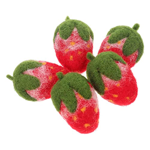 WRITWAA 5 Stück Teiliges DIY Filz Erdbeer Accessoires Leichtes Langlebiges Broschenmaterial Bekleidungsdekorieren und Kreativen Haarnadel DIY für Bastelliebhaber von WRITWAA