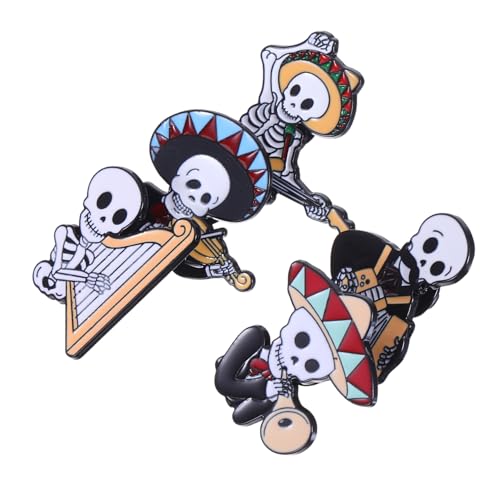 WRITWAA 5 Stück Teiliges Emaille Skull Pins Bunte Broschen für Rucksäcke Jacken Taschen Sichere Anstecknadeln Vielseitige Cartoon Designs Geschenkidee für Besondere Anlässe von WRITWAA