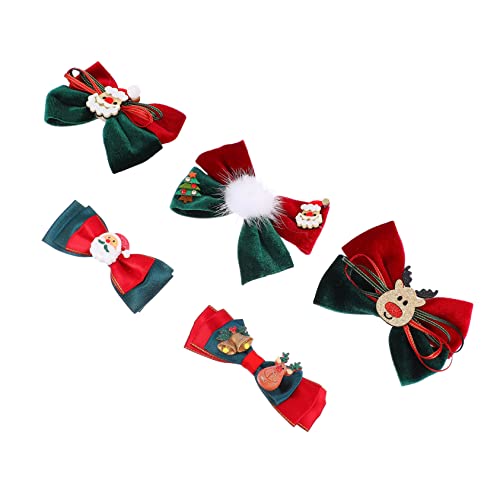 WRITWAA 5 Stück Teiliges Haarspangen Weihnachts Haarschmuck Schleifen Haarclips für Mädchen Festliche Haarnadeln Grün und Rot für Party und Alltag von WRITWAA