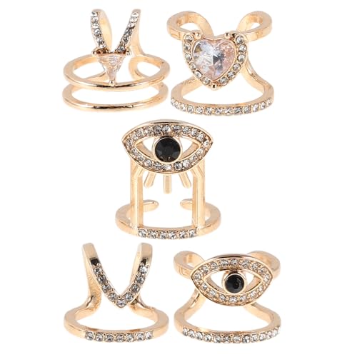WRITWAA 5stücke Fingernagelringe Mit Strass-akzenten Verstellbares Offenes Design Für Nageldekoration Geeignet Für Partys Und Alltag Langlebiges Material von WRITWAA