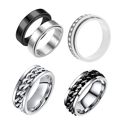WRITWAA 5 Stück Teiliges Titanium Drehbarer Fingerring Set Hautfreundlich Leicht und Langlebig gegen Stress Konzentrationsförderung bei Prüfungen und Alltag Glänzend Poliert von WRITWAA