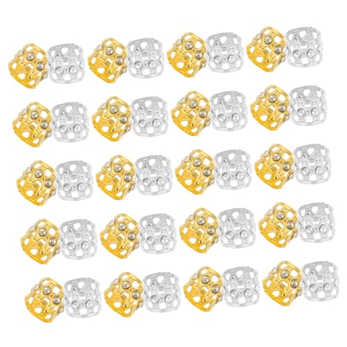 WRITWAA 50stücke Haar Schmuck Für Flechten Haarschmuck Haar Ringe Für Flechtzubehör Haardekorationen Flechthaarschmuck Für Dreadlocks von WRITWAA