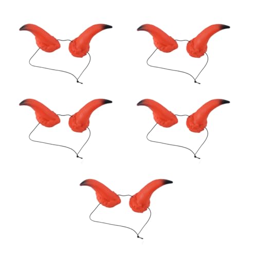 WRITWAA 5St Halloween-Horn-Stirnband Kopfschmuck aus Dämonenhorn Dämonenhornschmuck halloween haarschmuck halloween kopfschmuck Hornverzierung einzigartiger Haarreif Vinyl-Material rot von WRITWAA