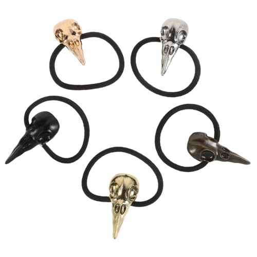WRITWAA 5stücke Gothic Krähenkopfschädel Haarbänder Für Damen Und Herren Elastische Haargummis Für Halloween Und Besondere Anlässe Cooles Punk-haaraccessoire Für Frisuren Wie von WRITWAA