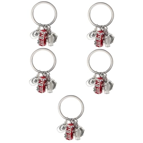 WRITWAA 5st Feuerwehrauto Schlüsselanhänger Feuerwehrmann Auto-schlüsselanhänger Für Männer Valentinstag Schlüsselanhänger Feuerwehrleute Schlüssel Hängende Verzierung Silver Zinklegierung von WRITWAA